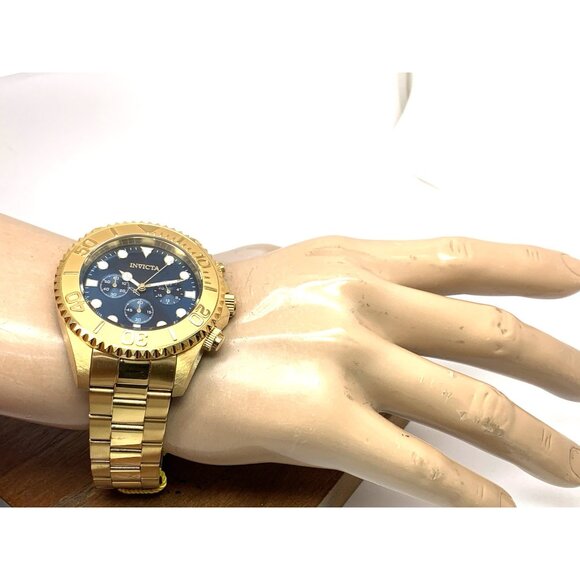 Invicta Men's Watch 36974 Pro Diver Quartz Chronograph Gold Steel Blue Dial 47mm - Picture 4 of 14